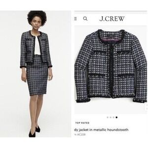 J. Crew Lady jacket in metallic houndstooth Preppy Teacher Office Professional 4
